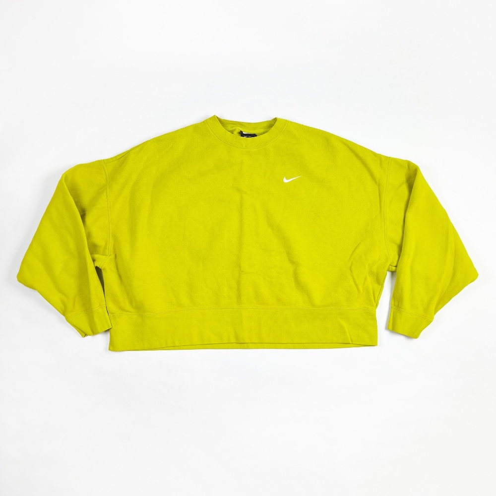 Nike Women's Sportswear Essential Fleece Cropped Sweatshirt Crew Bright Cactus